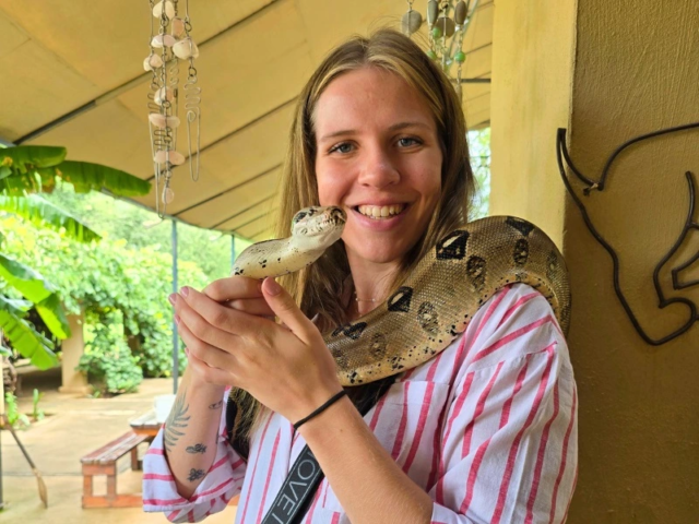 A lady doing Reptile Interaction