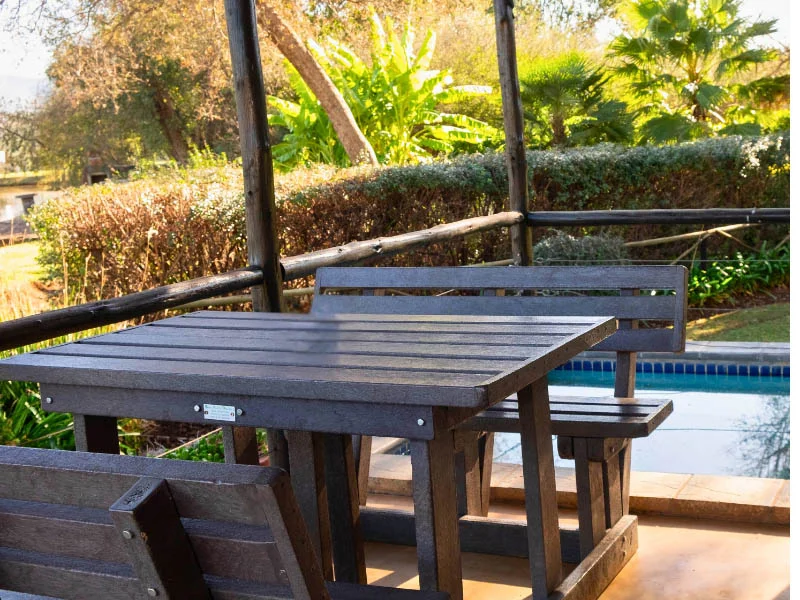 Patio with Outside benches and table